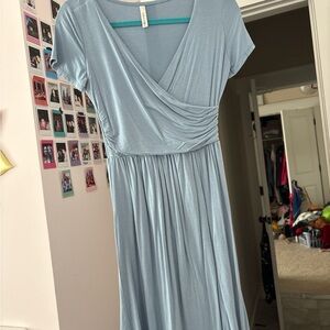 Elegant Blue Wrap Dress